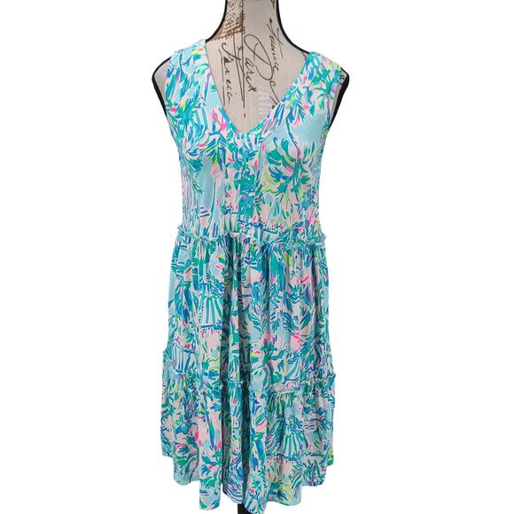 Lilly Pulitzer Lorina Swing Dress Cabana Cocktail Blue Ibiza SZ XS Resort Wear - Picture 2 of 9